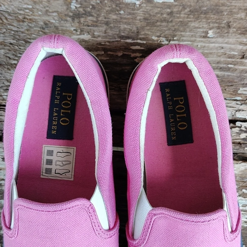 Ralph Lauren Polo toddler shoes size 3 Pink Canvas Slip Ons